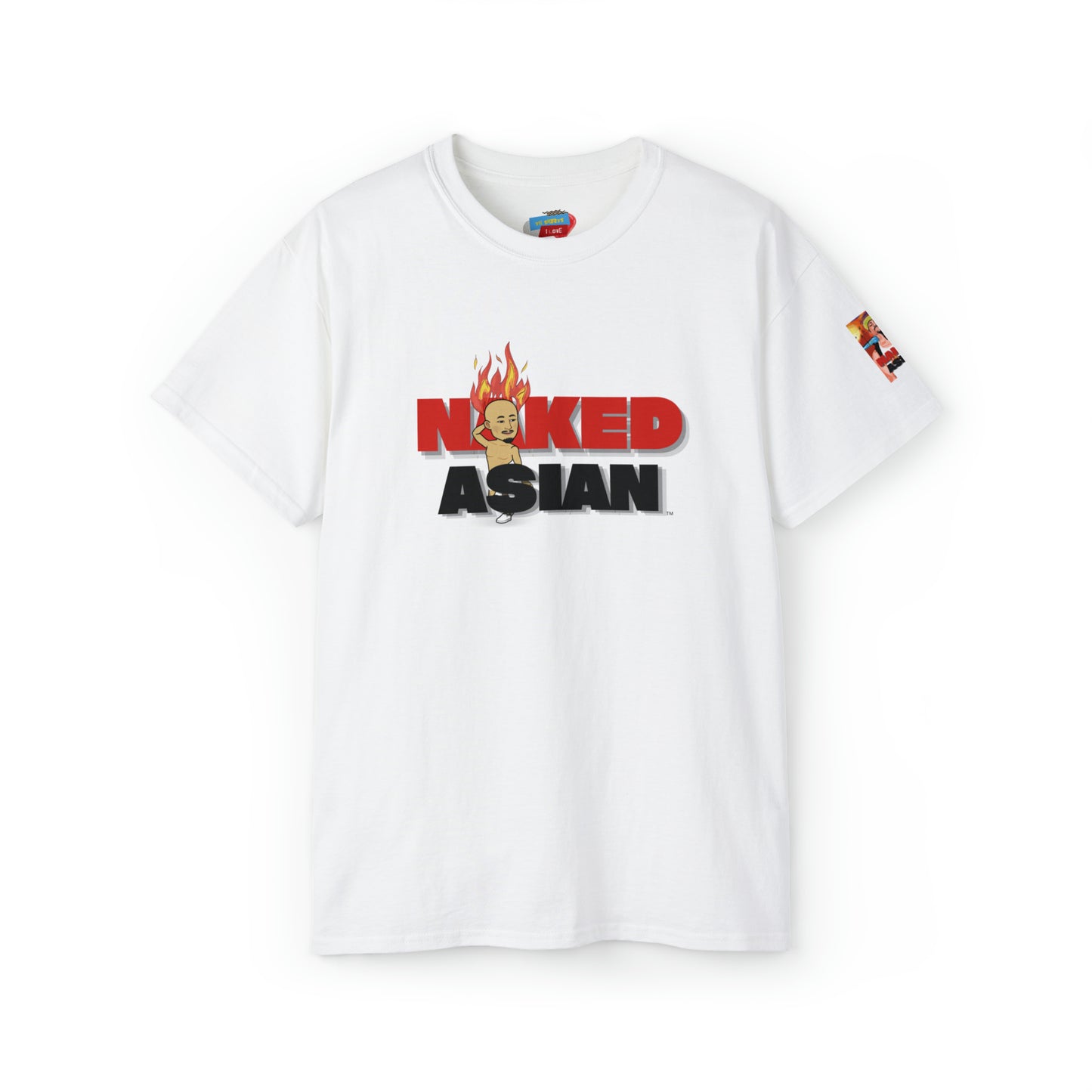 Naked Asian Posing Fire Cotton Tee