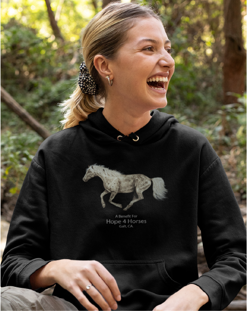 Running Horses A Benefit for Hope 4 Horses Ladies' Pullover Hoodie