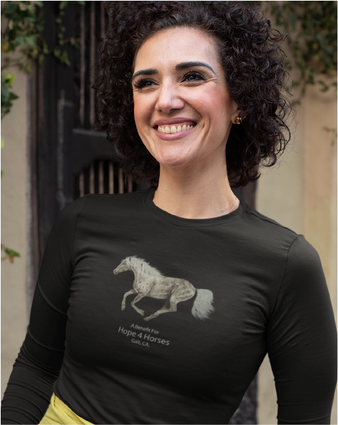 Running Horses A Benefit for Hope 4 Horses Ladies' Long Sleeve Tee