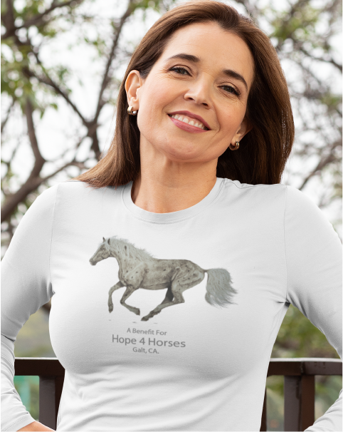 Running Horses A Benefit for Hope 4 Horses Ladies' Long Sleeve Tee